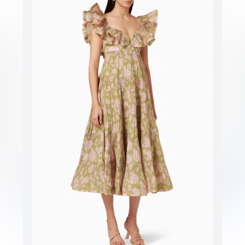 NWOT Zimmermann Lovestruck Pleated Ruffle Maxi Gown - Picture 2 of 8